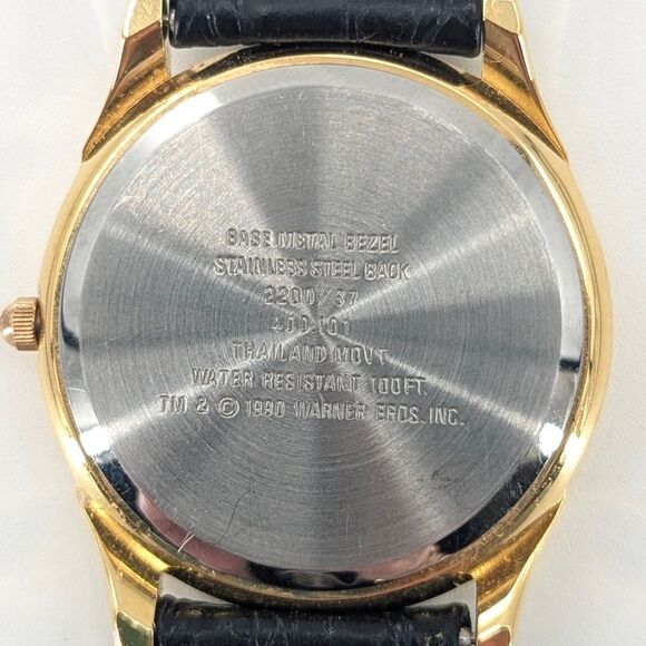 Armitron Looney Tunes Collectors Edition Gold Black Leather Band Watch - Picture 4 of 10